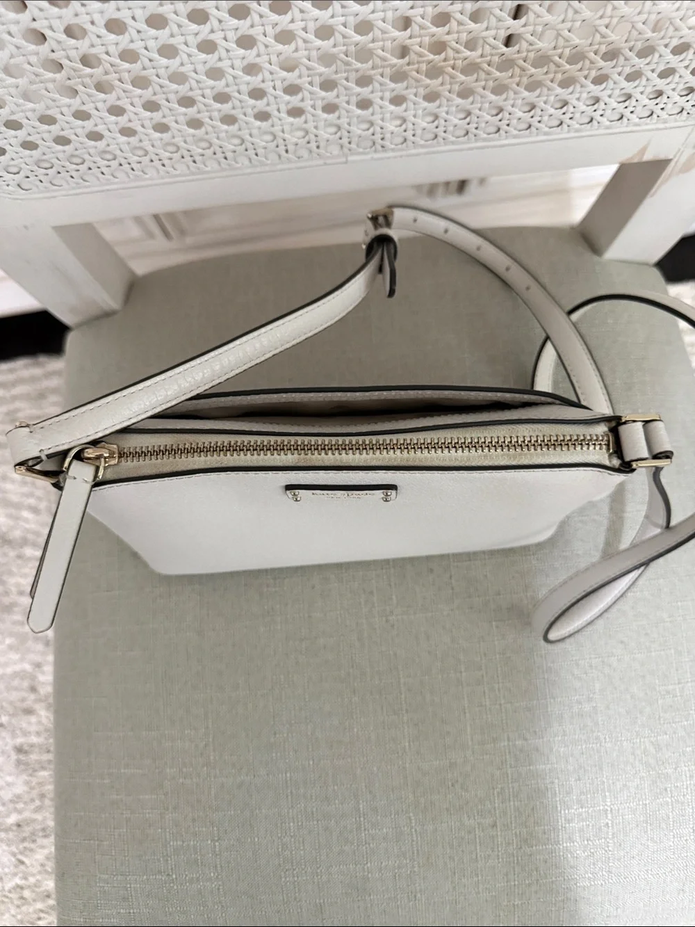 kate spade White Pebbled Leather  Crossbody Purse